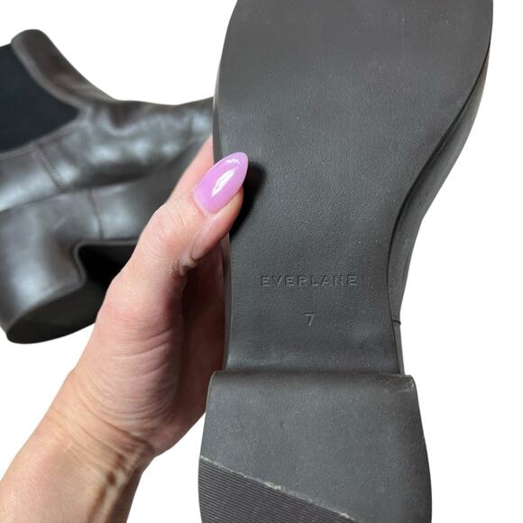 EVERLANE The Puffa Chelsea Boot Dark Brown Leather Pull On High Heel Platform 7 - Picture 9 of 10